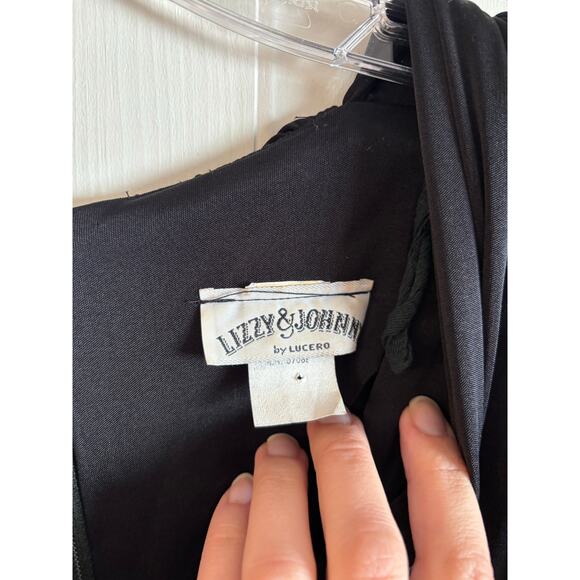 Vintage Lizzy & Johnny By Lucero Black Sequins Jumpsuit Plisse Disco 1980’s 6 - Picture 7 of 12